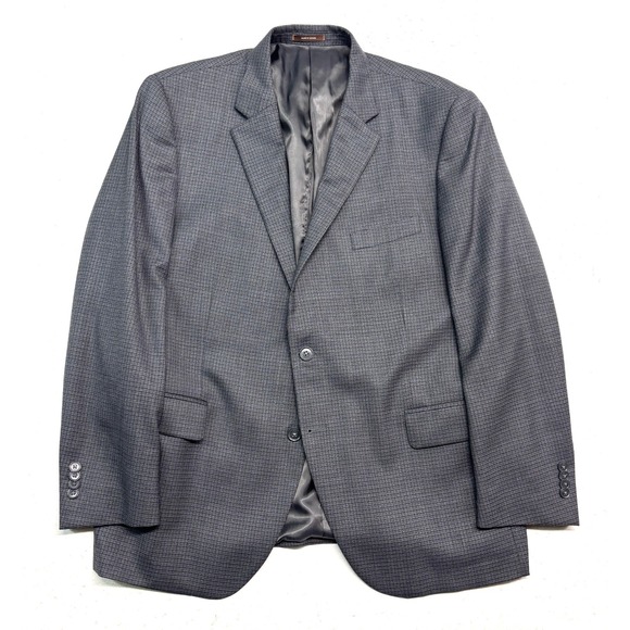 Peter Millar 46R Gray Check Blazer Jacket Sport Suit Coat All Season 100% Wool